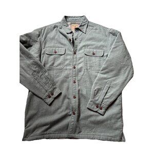 Red Head Pale Green Flannel Lined Work Shirt Size Large